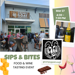 Grumpy Goat Coffee Sips and Bites tasting event featuring Chubby Mermaid Brewing